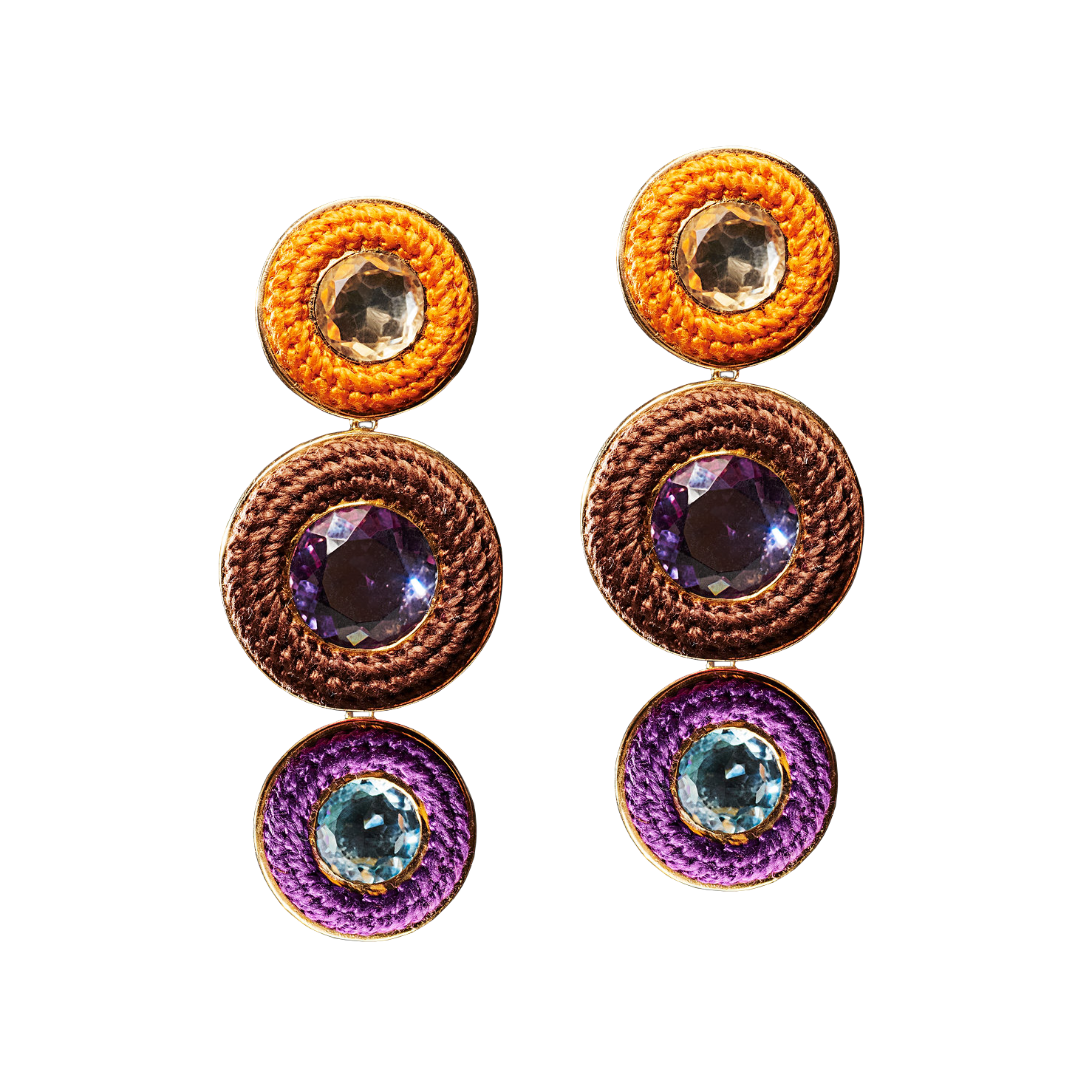 Brinco Samba Par - Laranja Marrom e Roxo