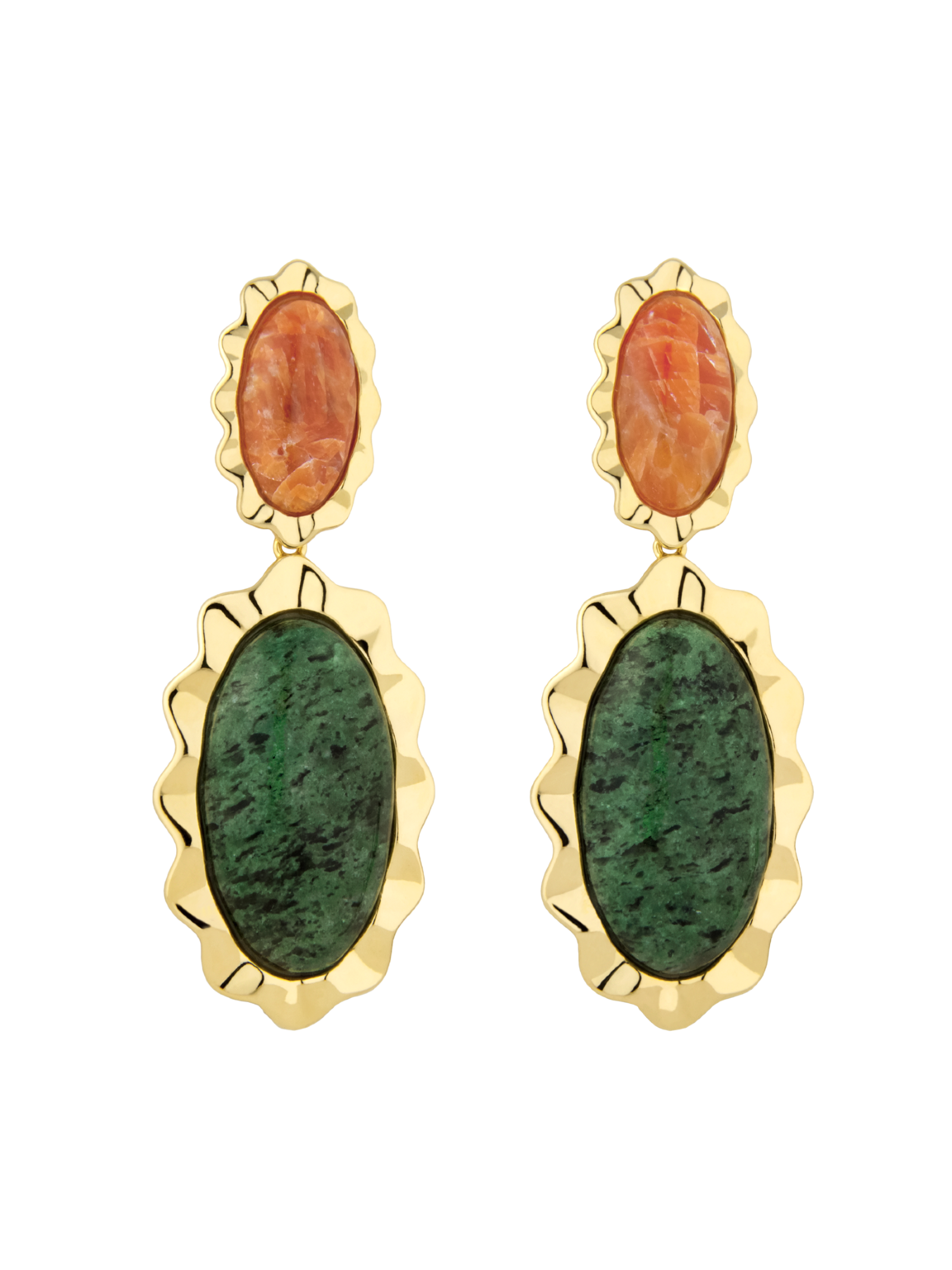 Brinco Sua - Calcita e Jaspe Verde