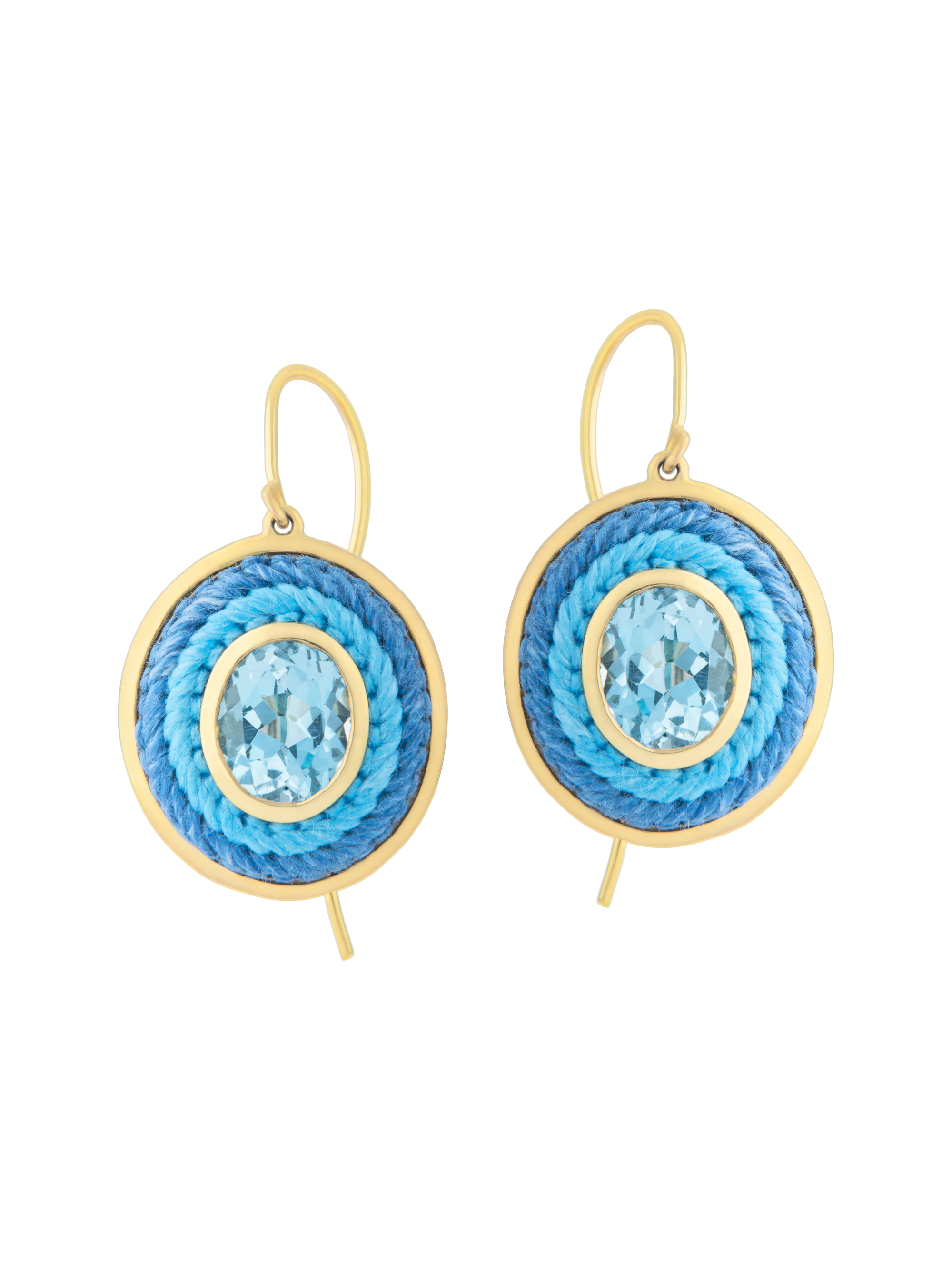 Brinco Oval Azul com Topázio