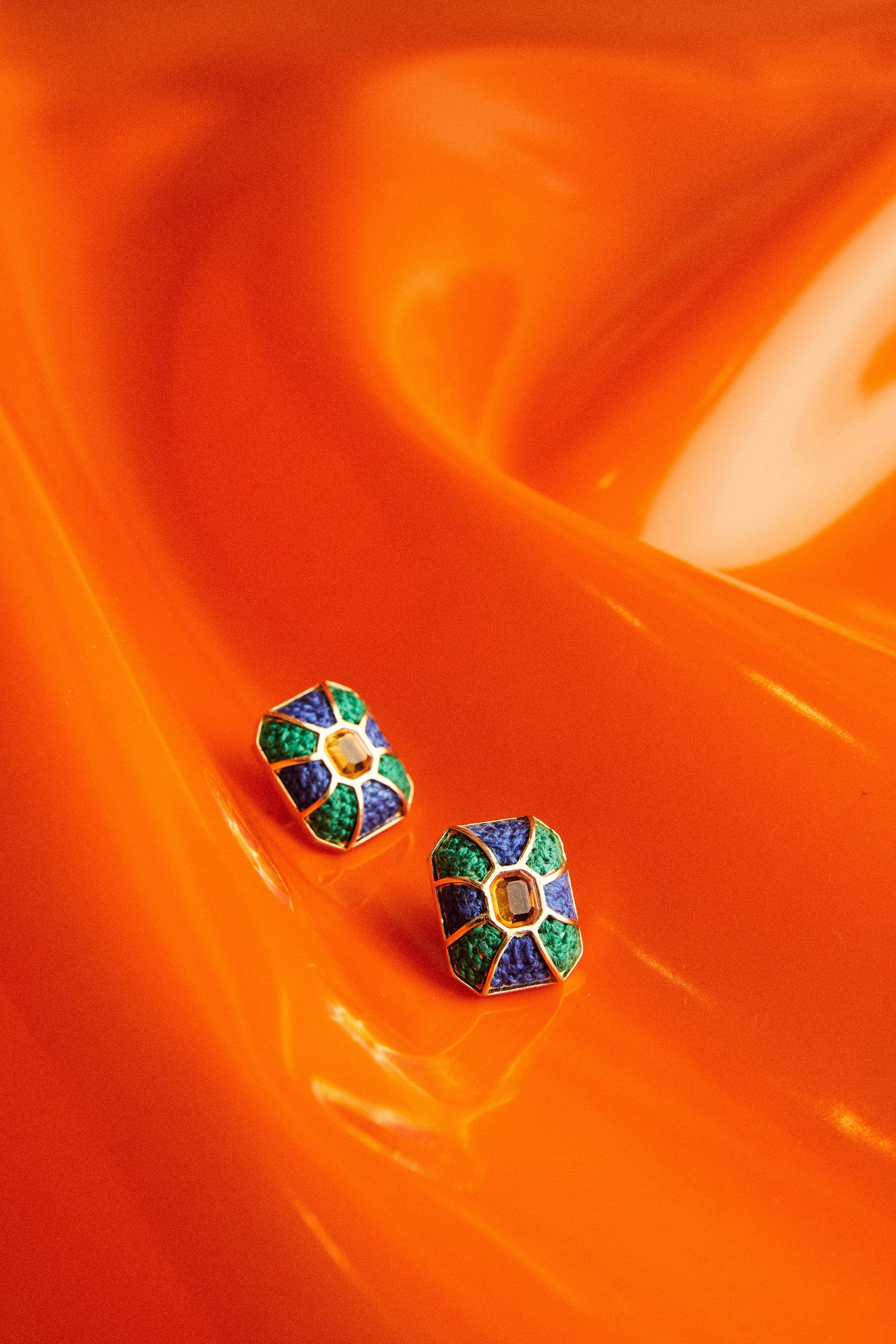 Brinco Drops Verde e Azul
