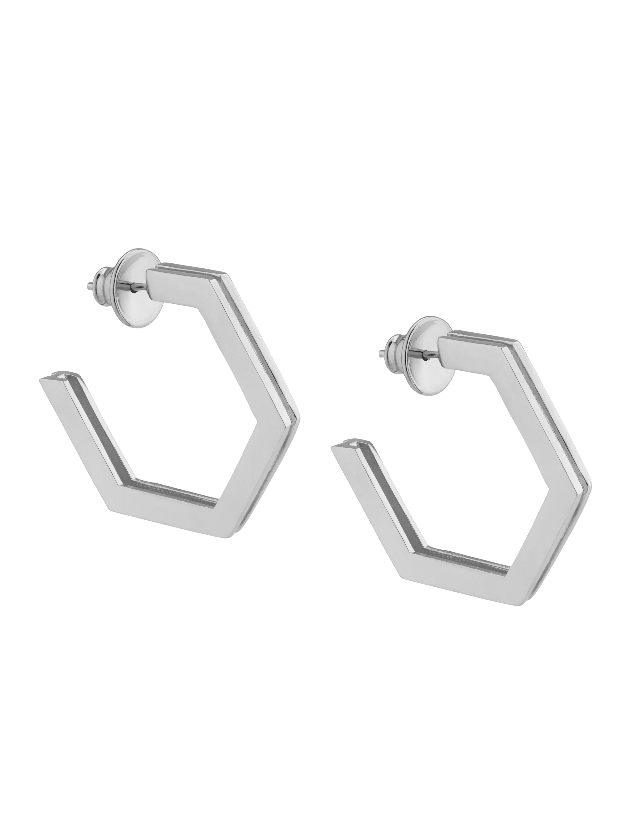 Argola Hexagonal Grande Prateada