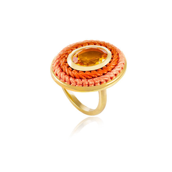 Anel Oval Ocre com Citrino