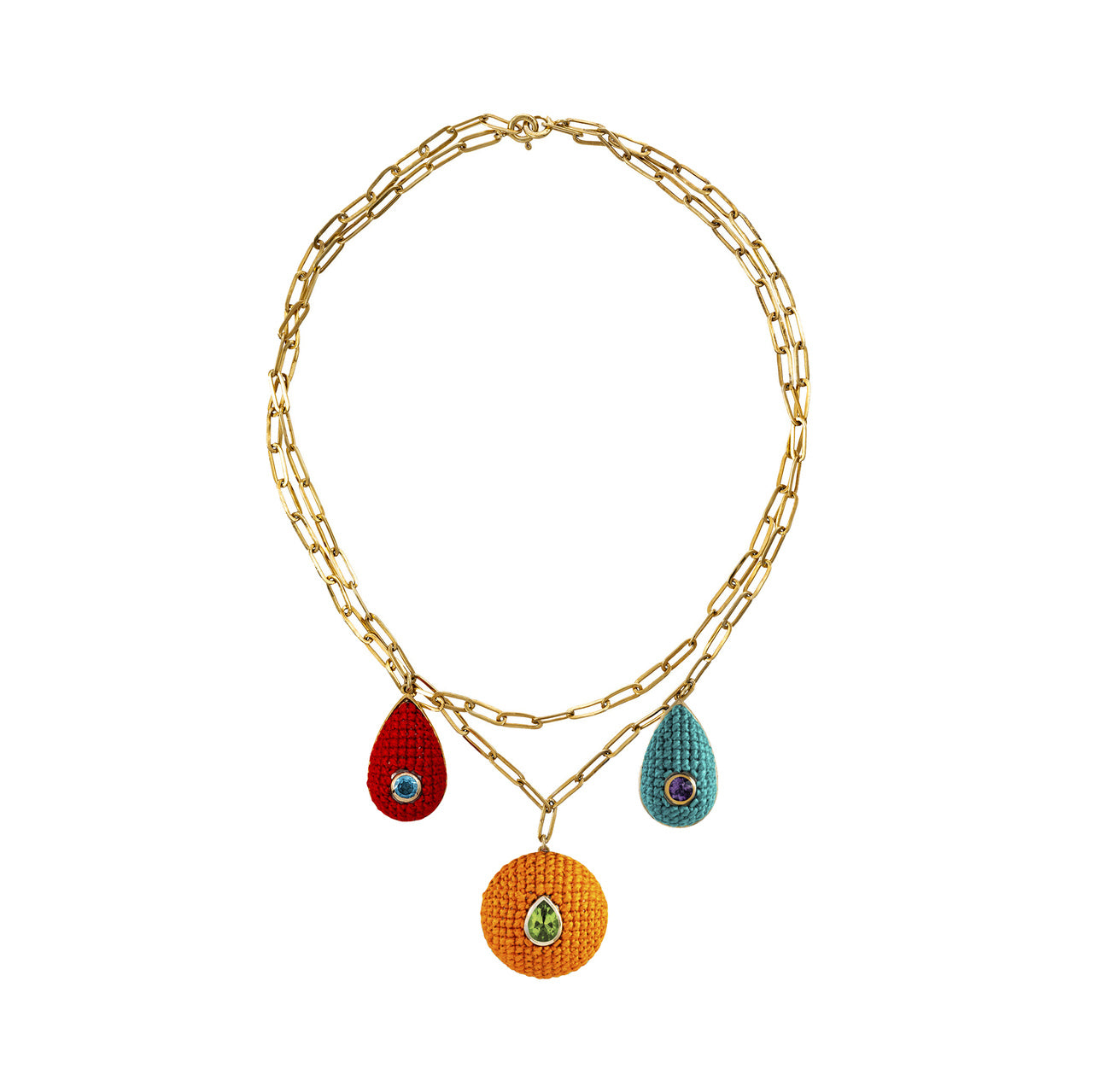 Colar Multicolorido Vermelho, Laranja e Verde