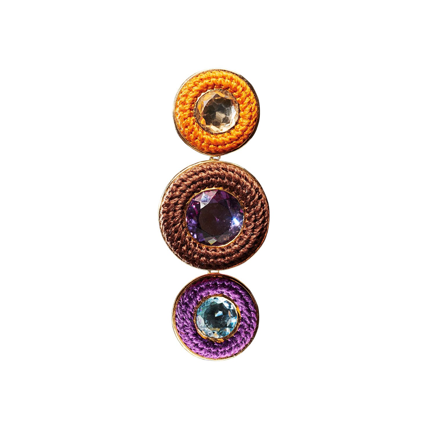 Brinco Samba Unitário Laranja, Marrom e Roxo
