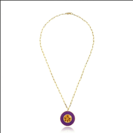 Pendente Tamborim Grande - Citrino com Roxo