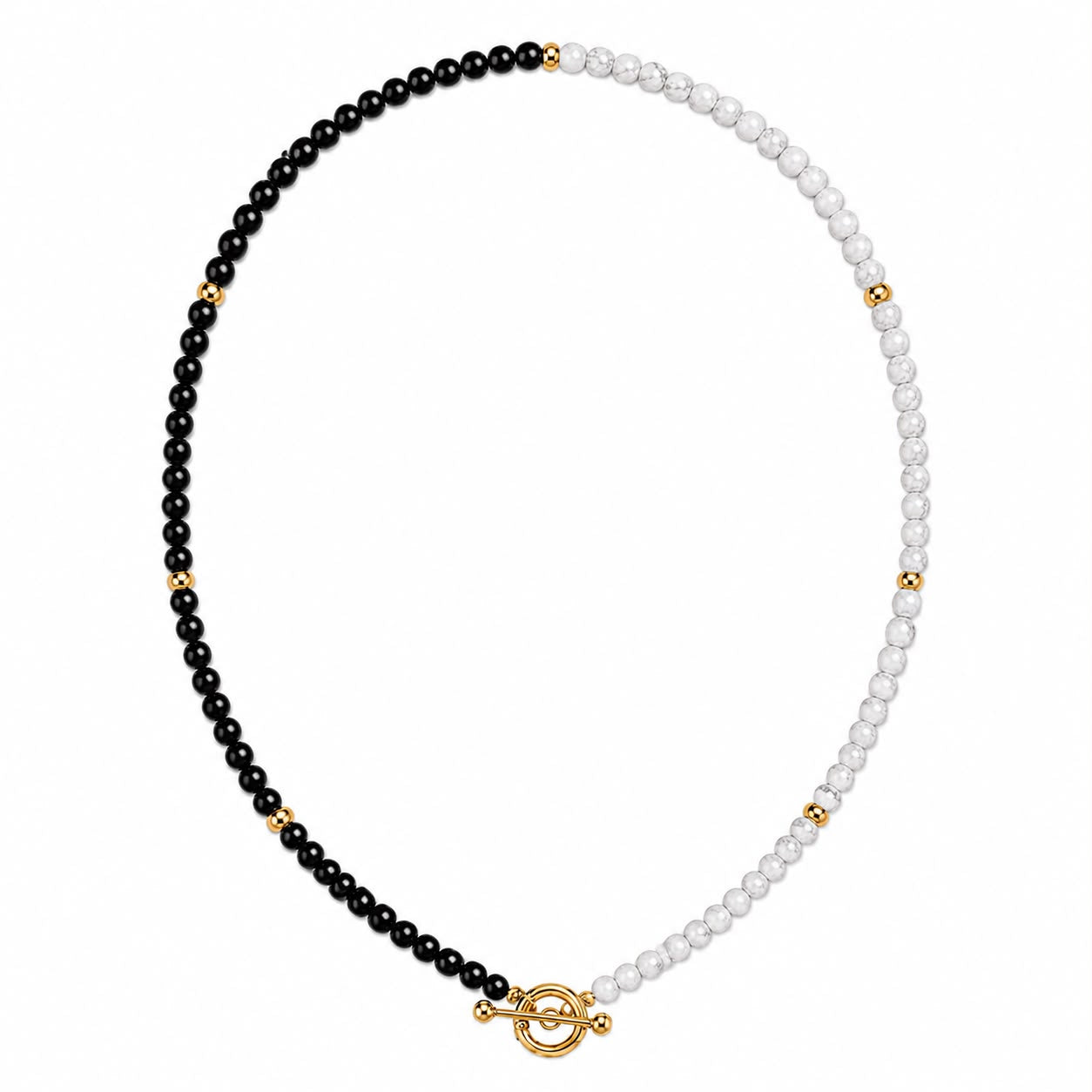 Colar Halley Mix de Pedras - Obsidiana Negra e Howlita