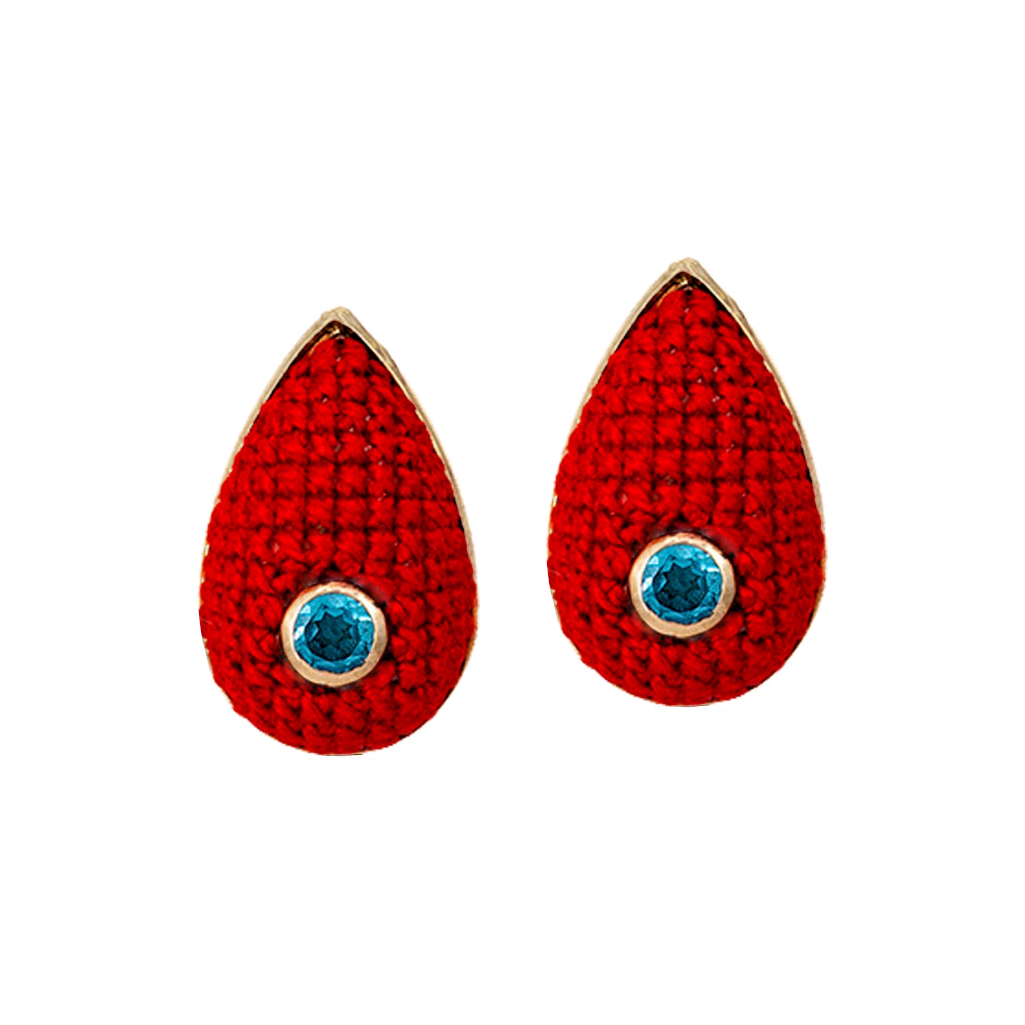 Brinco Gota - Topázio com Vermelho